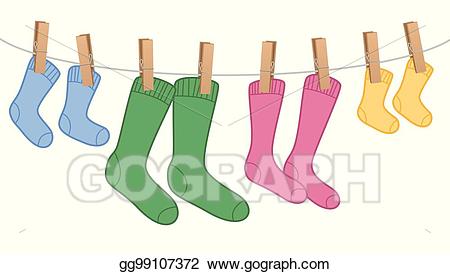 Clipart socks clothesline clipart. Vector stock clothes line