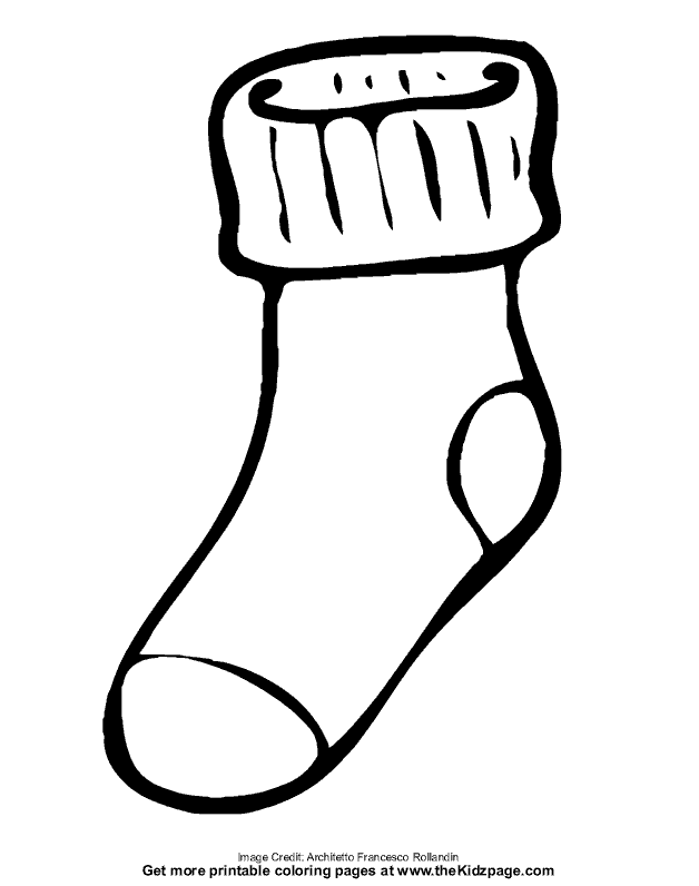 sock clipart coloring page