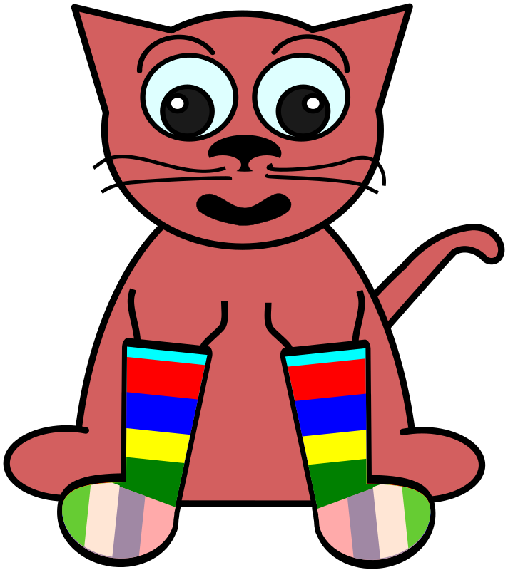 Cartoon cat in rainbow. Clipart socks cool