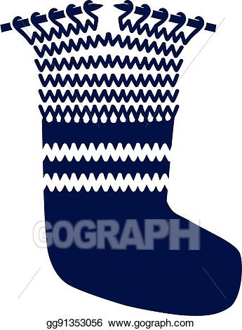 Vector art knitting drawing. Clipart socks knitted sock