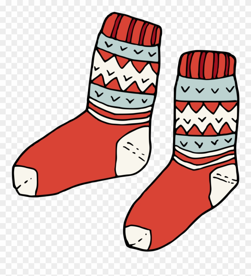 Hand painted of red. Clipart socks pair