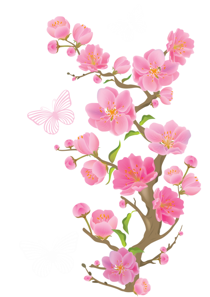 Pink flowers clip art. Clipart spring branch