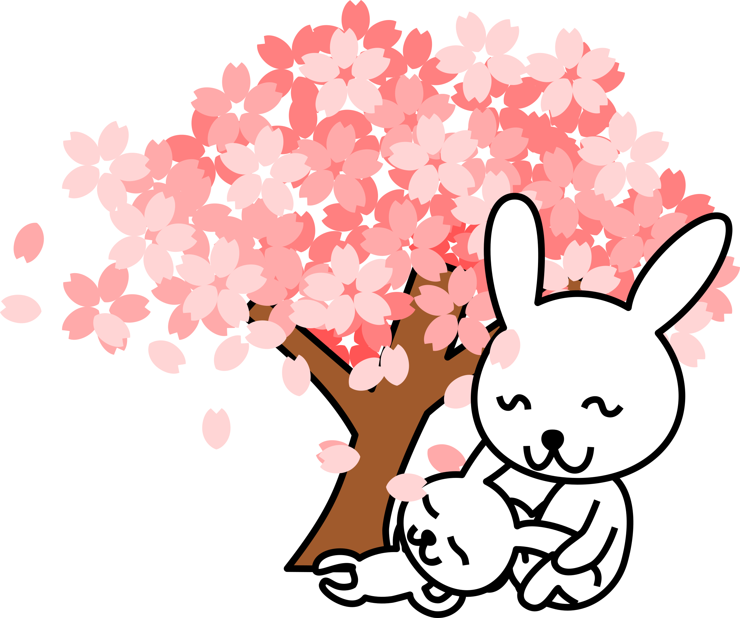 Clipart spring cherry blossom. Blossoms rabbit big image