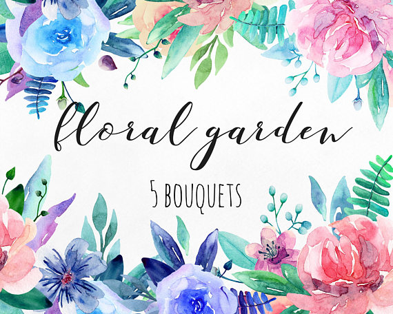 Clipart spring modern. Botanical clip art watercolor