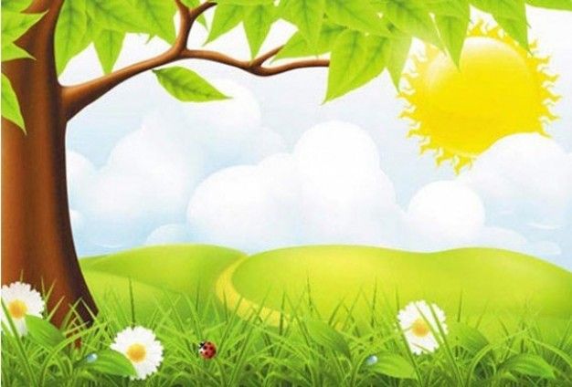 Clipart spring nature. Green country scene background