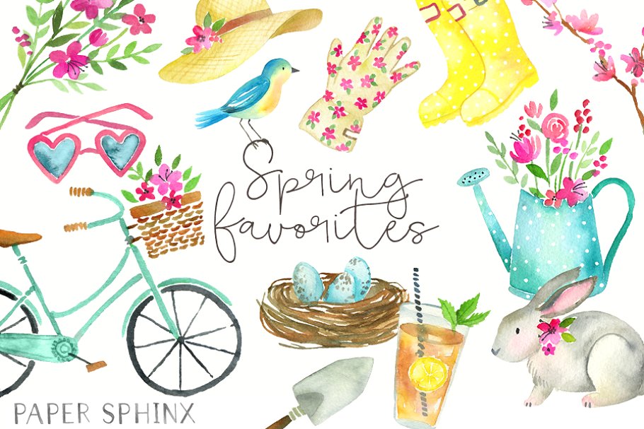 clipart spring watercolor
