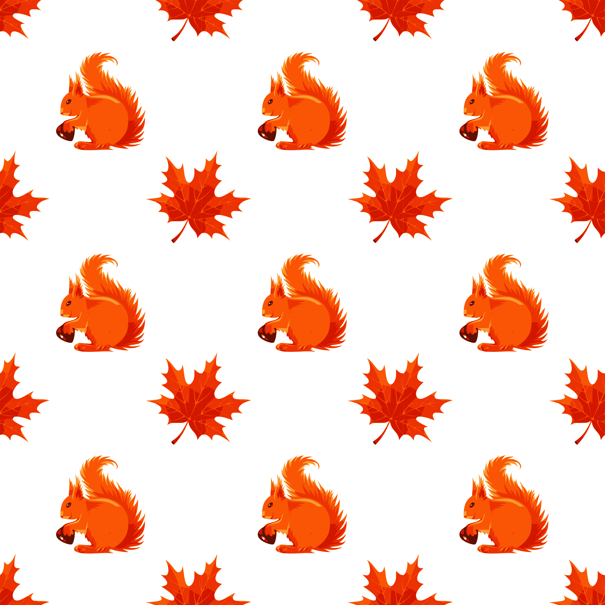 Clipart squirrel autum. Maple and seamless pattern