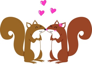 Clipart squirrel couple. I love you heart