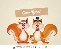 Clipart squirrel couple. Stock illustration gg 