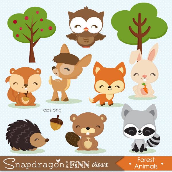 Clipart squirrel forrest animal. Woodland forest baby 