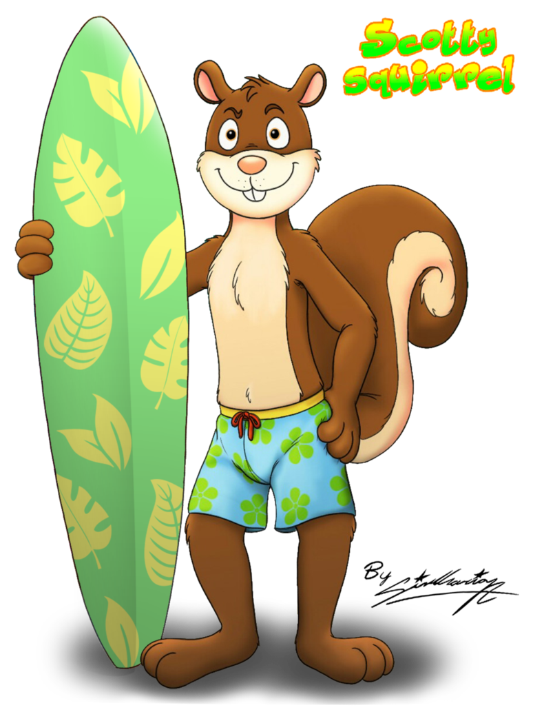 Clipart squirrel thinking. Scotty with his surfboard