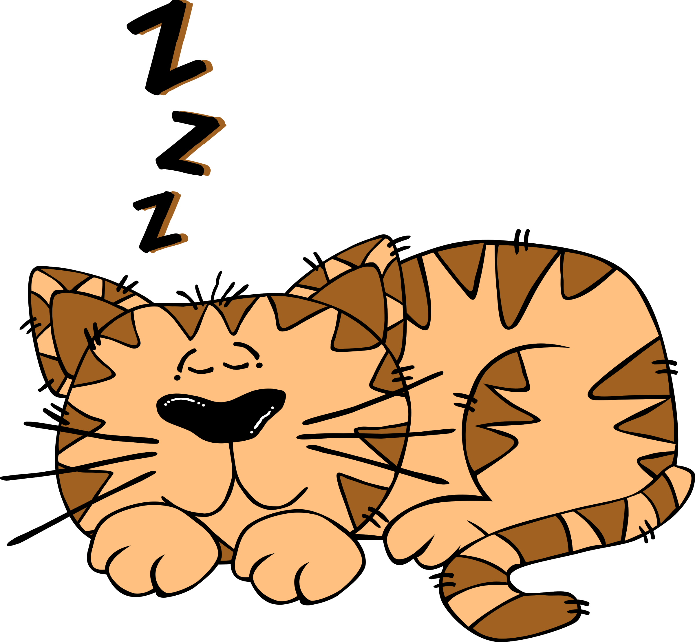 Sick clipart bed clipart. Cartoon cat sleeping big