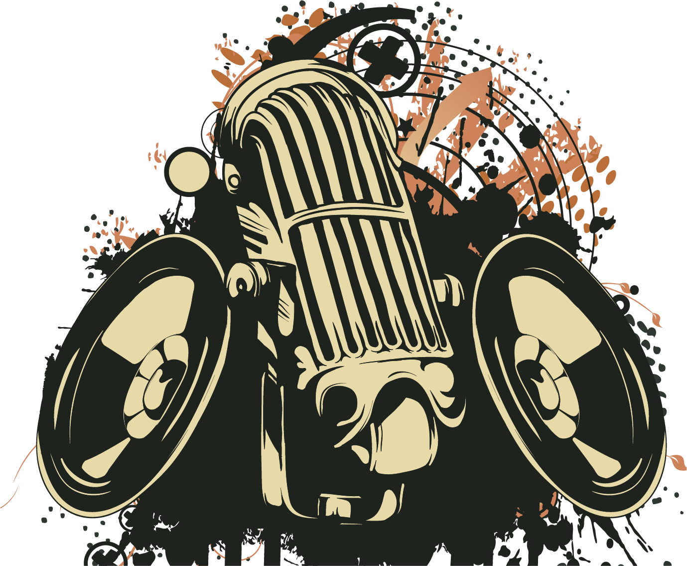 Clipart studio golden microphone. Television show template concert