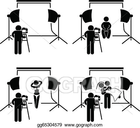 Vector illustration photography sho. Clipart studio photographer studio