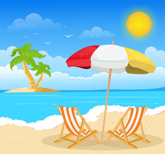 Beach image . Clipart summer holiday