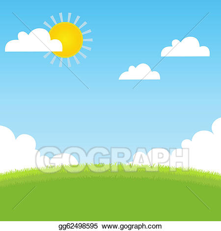 Grass clipart landscape. Vector art summer with