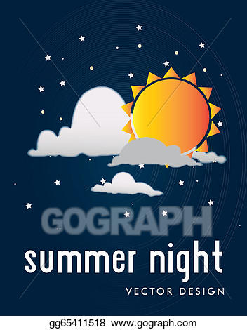 Clipart summer night. Eps illustration vector gg