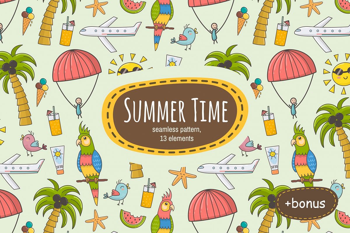 Time . Clipart summer pattern