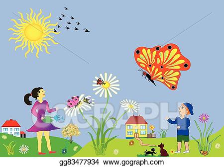 Eps illustration scenery and. Clipart summer spring