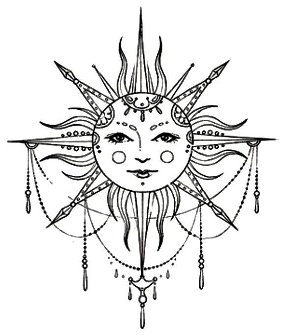 Image result for tattoo. Clipart sun boho