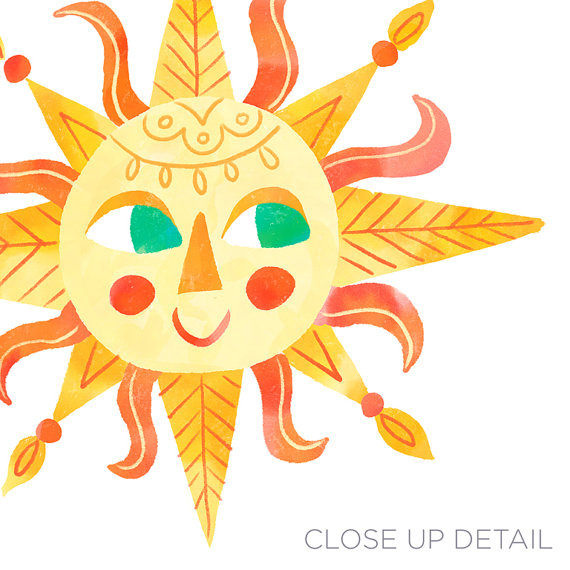 Clipart sun boho. Gypsy digital printable instant