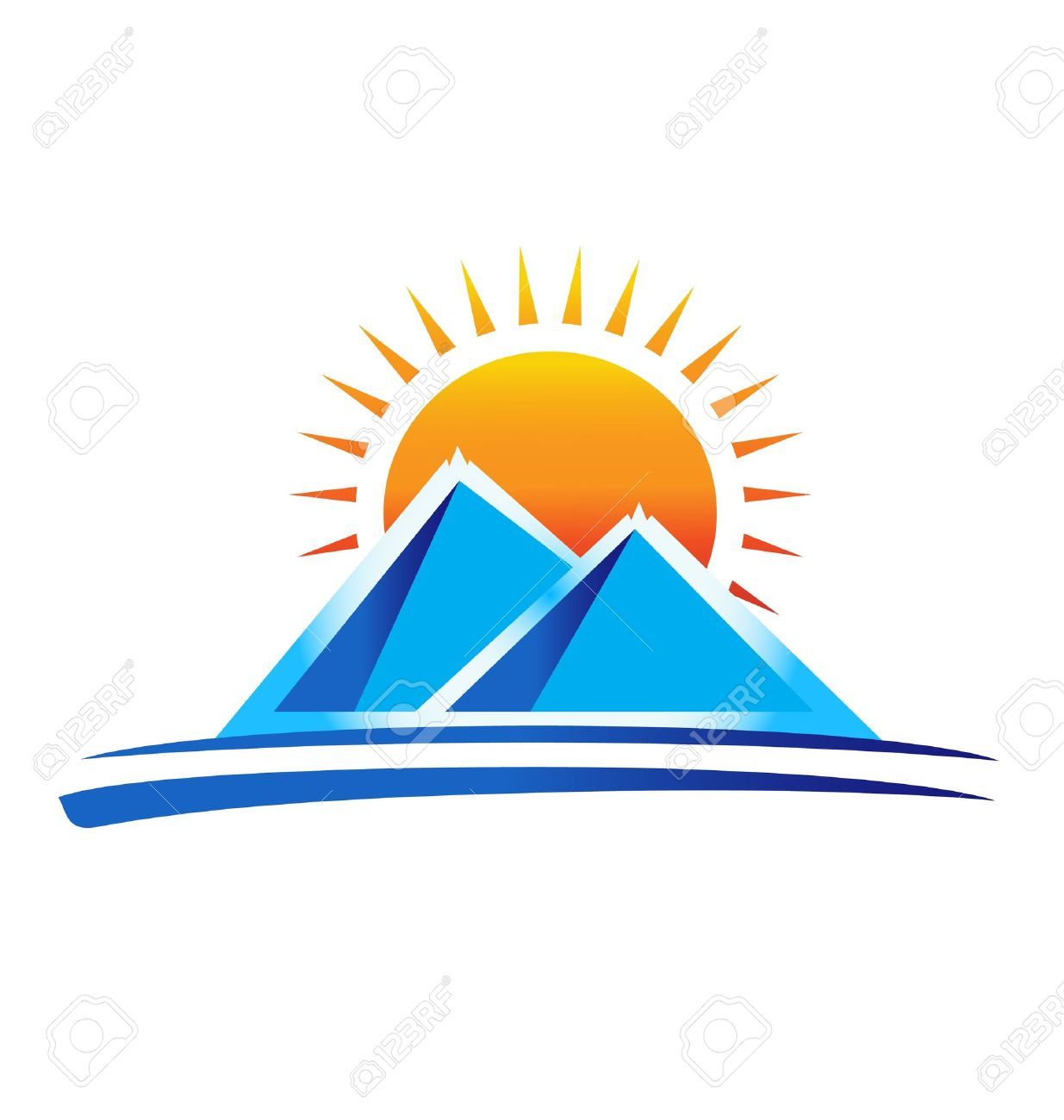 clipart sun mountains