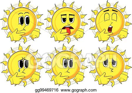 Clipart sun side. Vector cartoon thinking or