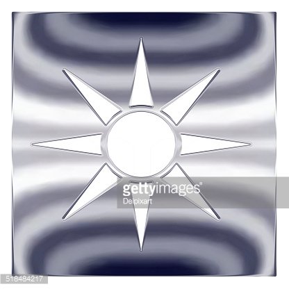Metallic d icon button. Clipart sun silver