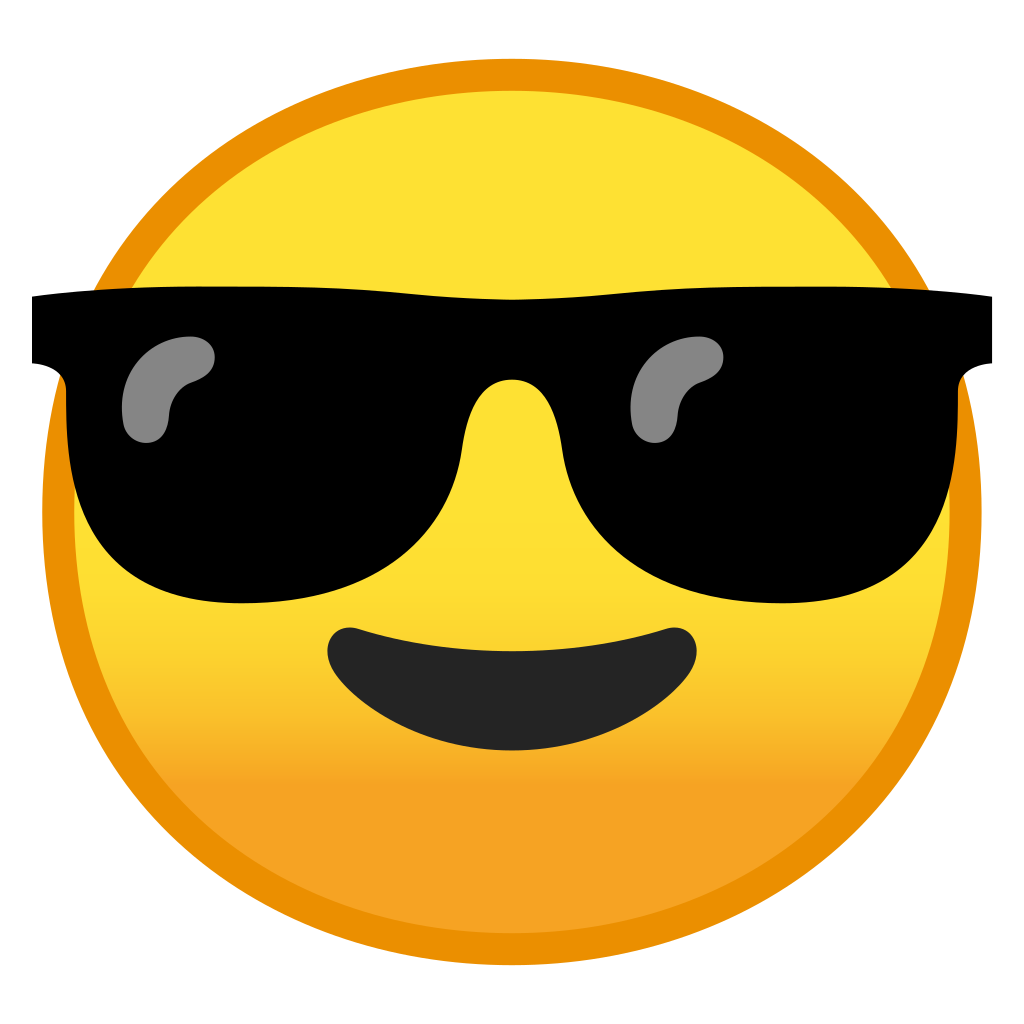 Smiling with sunglasses icon. Google clipart smiley face