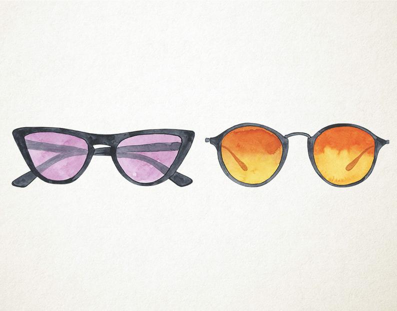 clipart sunglasses watercolor