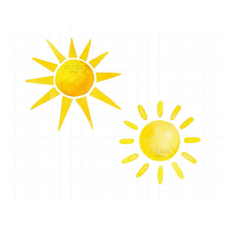 Clipart sunshine aun. Watercolor sun printable png