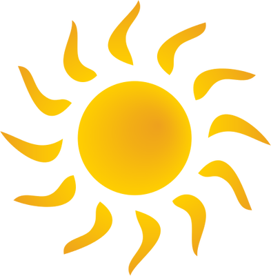 Sun bent rays symbols. Clipart sunshine symbol