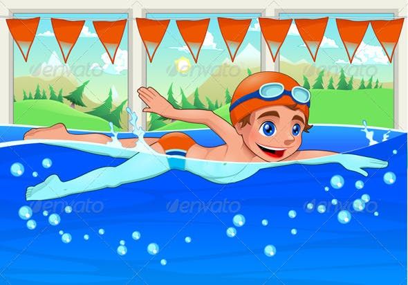 Young in the swimming. Swimmer clipart healthy activity