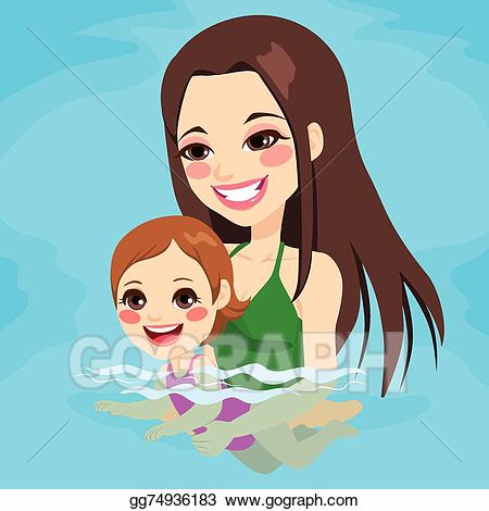 clipart swimming baby girl