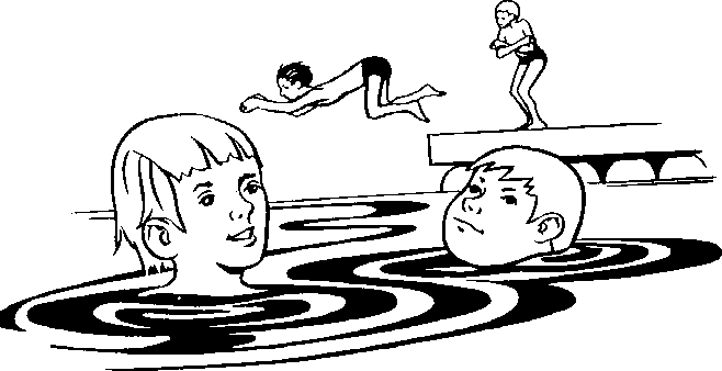 clipart swimming black and white