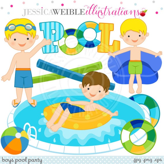 Clipart swimming item. Boys pool party cute