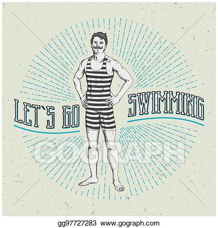 clipart swimming vintage