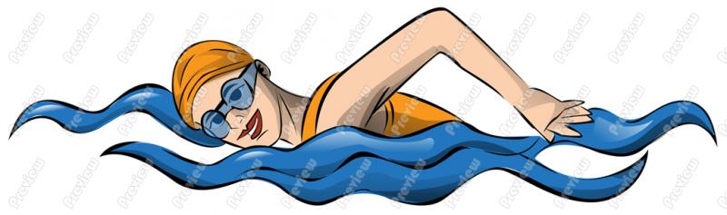 clipart swimming woman