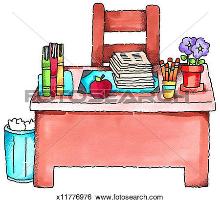 clipart teacher desk