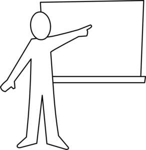 Teacher at outline clip. Pointing clipart board
