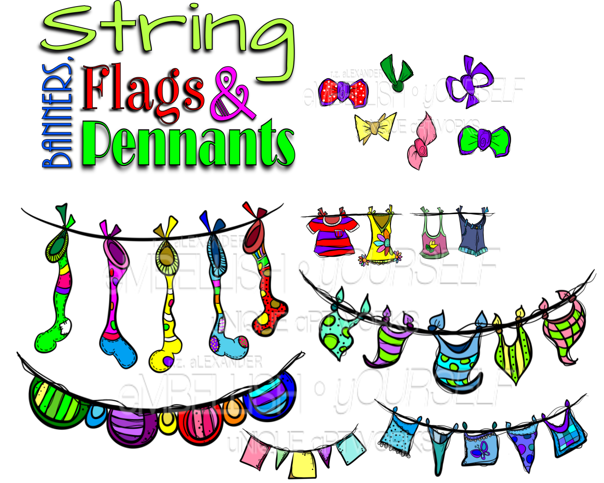 Pennant clipart clip art. String banners flags created