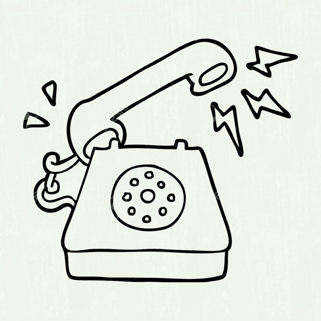 clipart telephone black and white