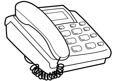 Push button coloring page. Telephone clipart colouring