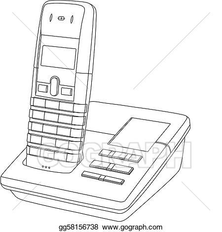Clipart telephone line drawing. Eps illustration vector 