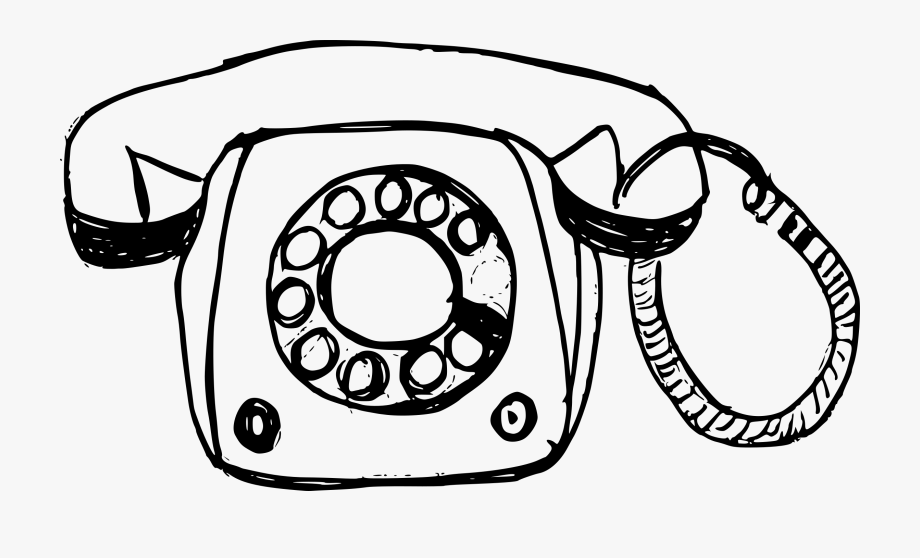 Clipart telephone line drawing. Phone receiver old art