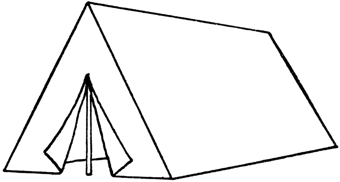 clipart tent black and white