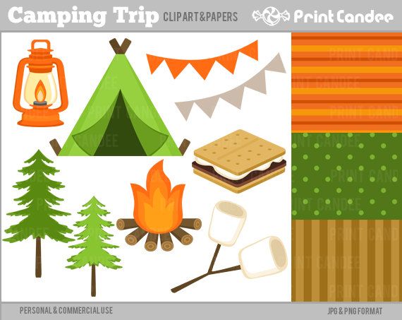 Smores clipart tent. Camping trip digital clip