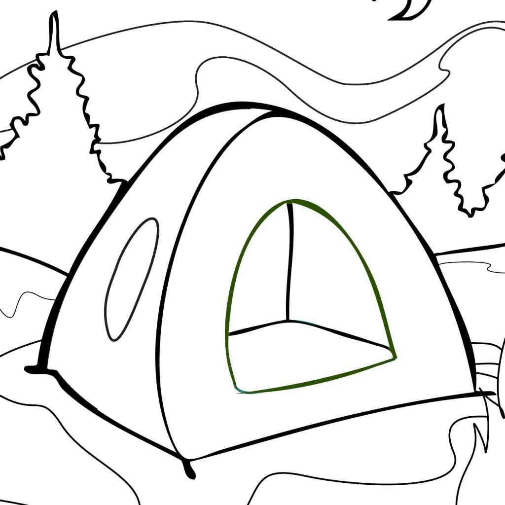 clipart tent coloring page