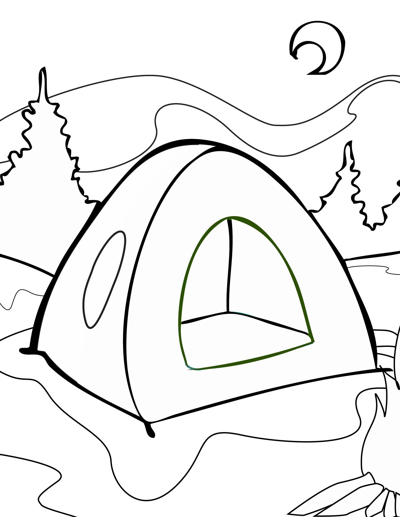 clipart tent coloring page