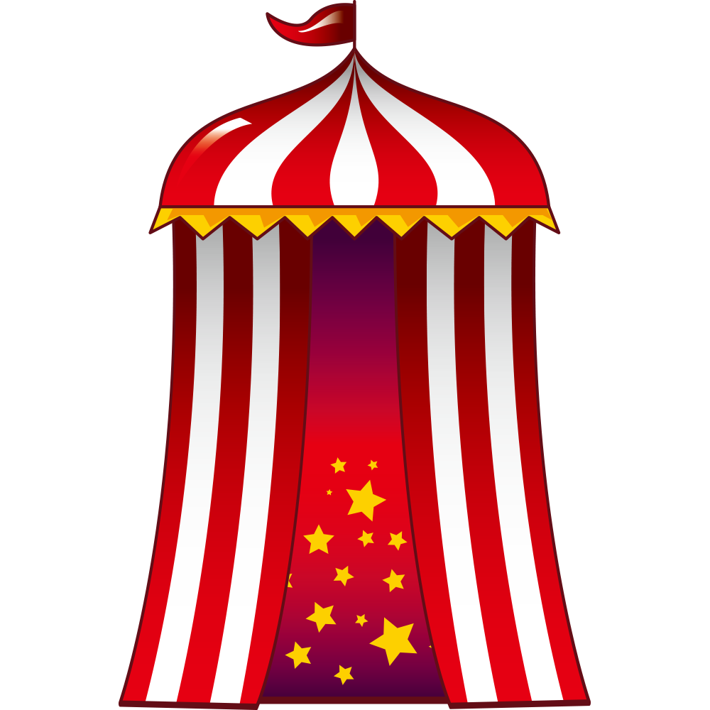 Circus cartoon clown tents. Clipart tent red tent
